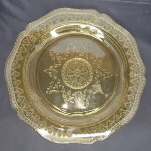 VTG Federal Glass Patrician Spoke Yellow Depression Glass Plate Platter 11”